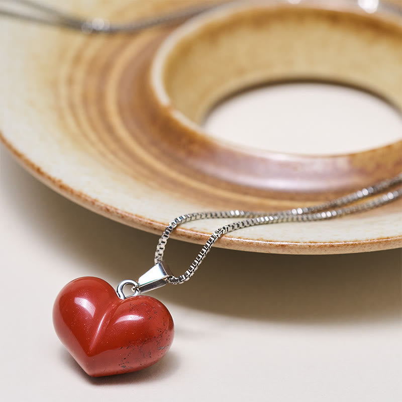 Wear FengShui Heart Design Amethyst Topaz Pink Crystal Opal Tiger Eye White Crystal Red Jasper Amazonite Green Aventurine Black Obsidian Citrine Balance Necklace Pendant