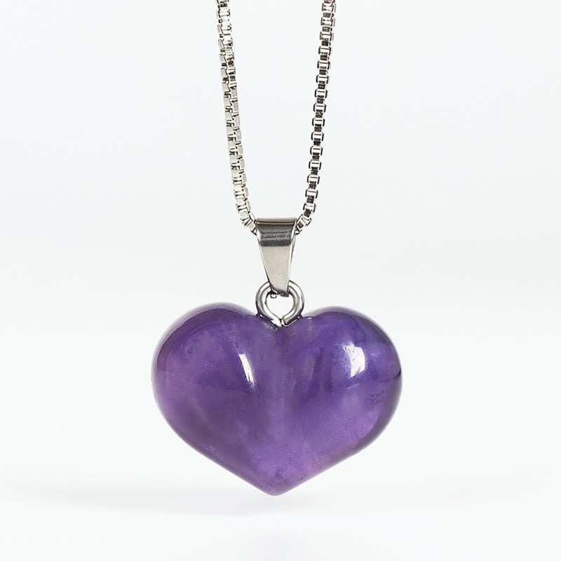 Wear FengShui Heart Design Amethyst Topaz Pink Crystal Opal Tiger Eye White Crystal Red Jasper Amazonite Green Aventurine Black Obsidian Citrine Balance Necklace Pendant
