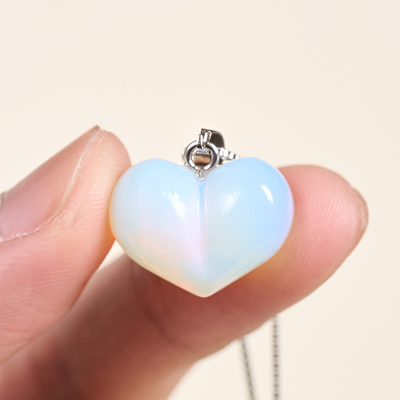 Wear FengShui Heart Design Amethyst Topaz Pink Crystal Opal Tiger Eye White Crystal Red Jasper Amazonite Green Aventurine Black Obsidian Citrine Balance Necklace Pendant
