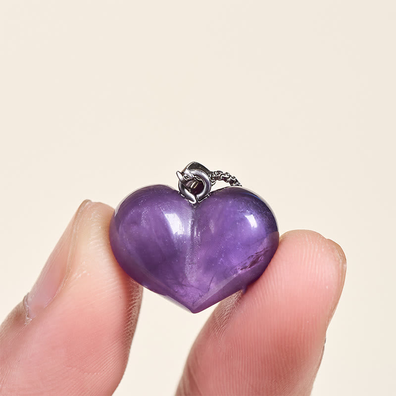 Wear FengShui Heart Design Amethyst Topaz Pink Crystal Opal Tiger Eye White Crystal Red Jasper Amazonite Green Aventurine Black Obsidian Citrine Balance Necklace Pendant