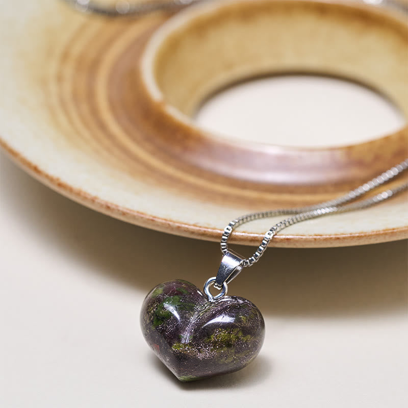 Wear FengShui Heart Design Amethyst Topaz Pink Crystal Opal Tiger Eye White Crystal Red Jasper Amazonite Green Aventurine Black Obsidian Citrine Balance Necklace Pendant