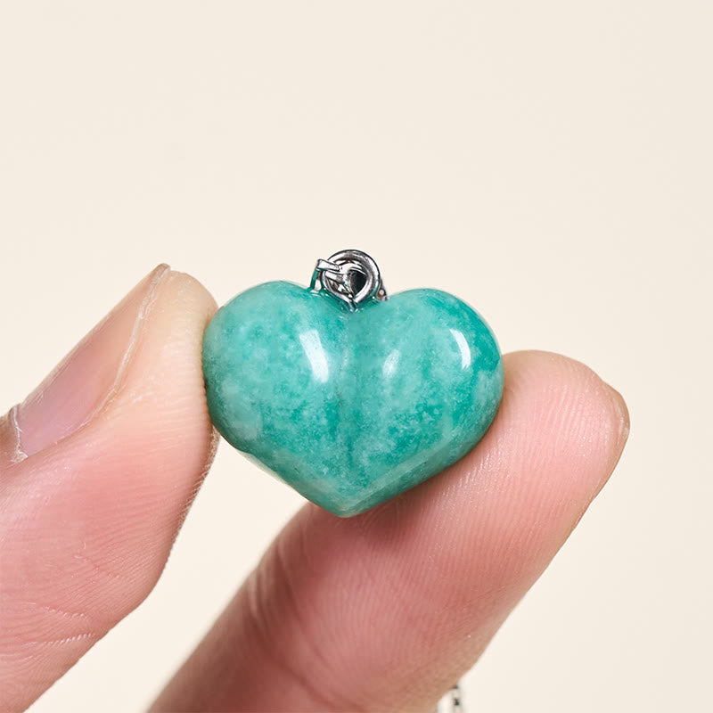 Wear FengShui Heart Design Amethyst Topaz Pink Crystal Opal Tiger Eye White Crystal Red Jasper Amazonite Green Aventurine Black Obsidian Citrine Balance Necklace Pendant