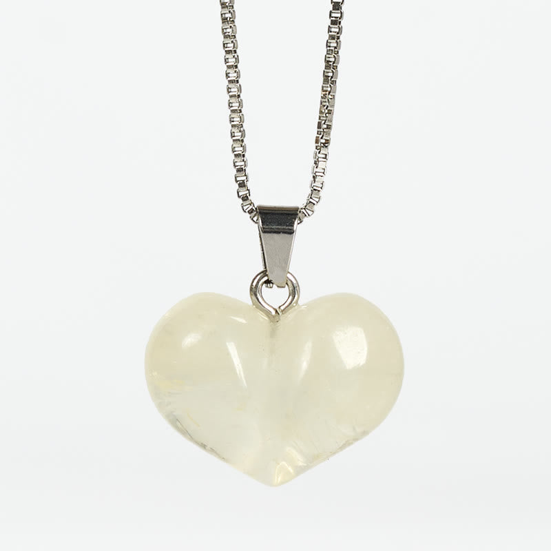 Wear FengShui Heart Design Amethyst Topaz Pink Crystal Opal Tiger Eye White Crystal Red Jasper Amazonite Green Aventurine Black Obsidian Citrine Balance Necklace Pendant