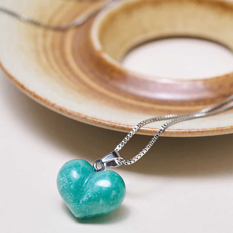 Wear FengShui Heart Design Amethyst Topaz Pink Crystal Opal Tiger Eye White Crystal Red Jasper Amazonite Green Aventurine Black Obsidian Citrine Balance Necklace Pendant