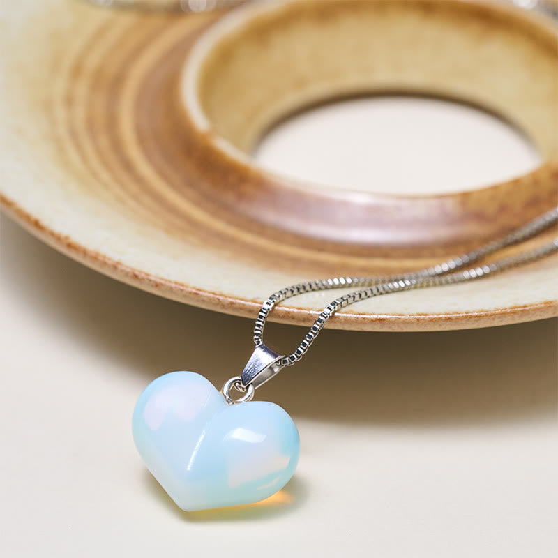 Wear FengShui Heart Design Amethyst Topaz Pink Crystal Opal Tiger Eye White Crystal Red Jasper Amazonite Green Aventurine Black Obsidian Citrine Balance Necklace Pendant