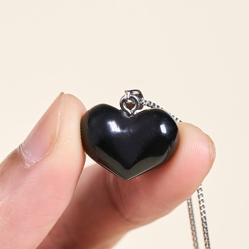 Wear FengShui Heart Design Amethyst Topaz Pink Crystal Opal Tiger Eye White Crystal Red Jasper Amazonite Green Aventurine Black Obsidian Citrine Balance Necklace Pendant