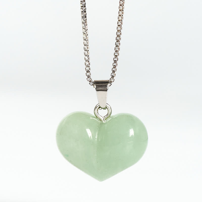 Wear FengShui Heart Design Amethyst Topaz Pink Crystal Opal Tiger Eye White Crystal Red Jasper Amazonite Green Aventurine Black Obsidian Citrine Balance Necklace Pendant