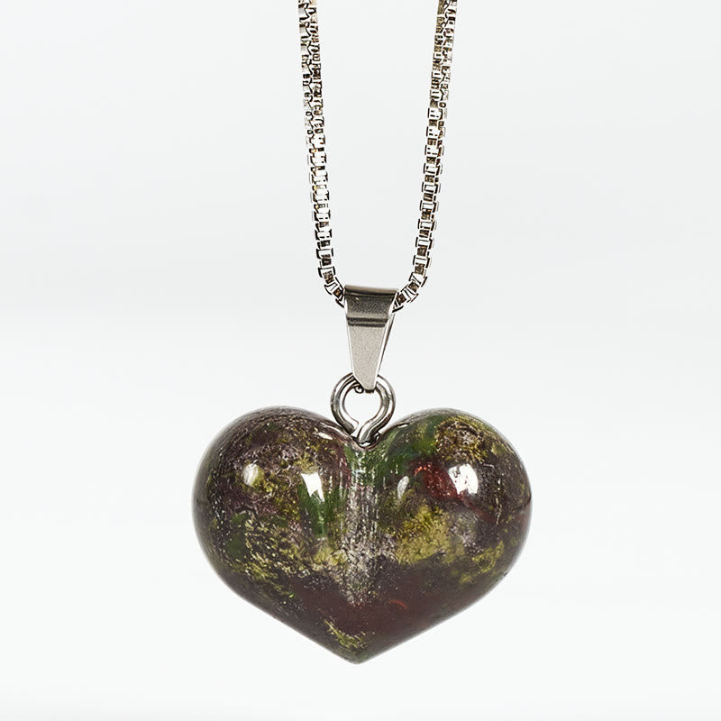 Wear FengShui Heart Design Amethyst Topaz Pink Crystal Opal Tiger Eye White Crystal Red Jasper Amazonite Green Aventurine Black Obsidian Citrine Balance Necklace Pendant