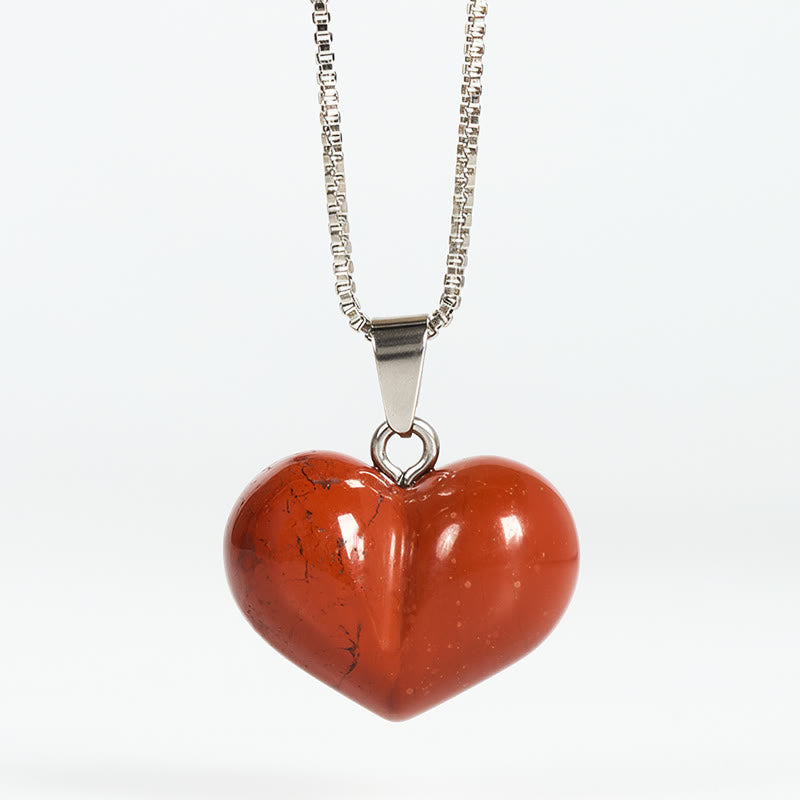 Wear FengShui Heart Design Amethyst Topaz Pink Crystal Opal Tiger Eye White Crystal Red Jasper Amazonite Green Aventurine Black Obsidian Citrine Balance Necklace Pendant