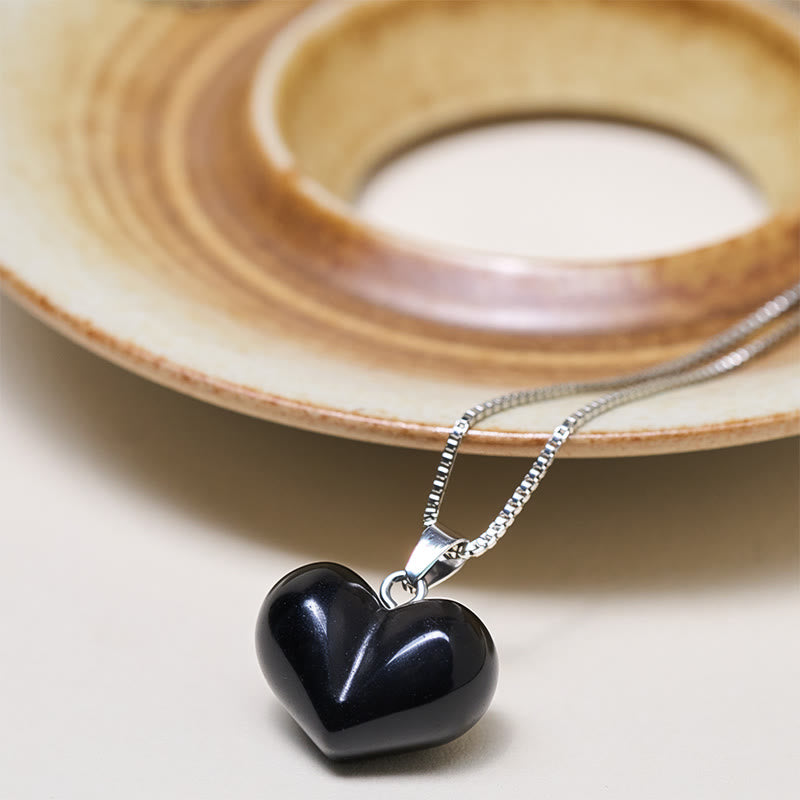 Wear FengShui Heart Design Amethyst Topaz Pink Crystal Opal Tiger Eye White Crystal Red Jasper Amazonite Green Aventurine Black Obsidian Citrine Balance Necklace Pendant