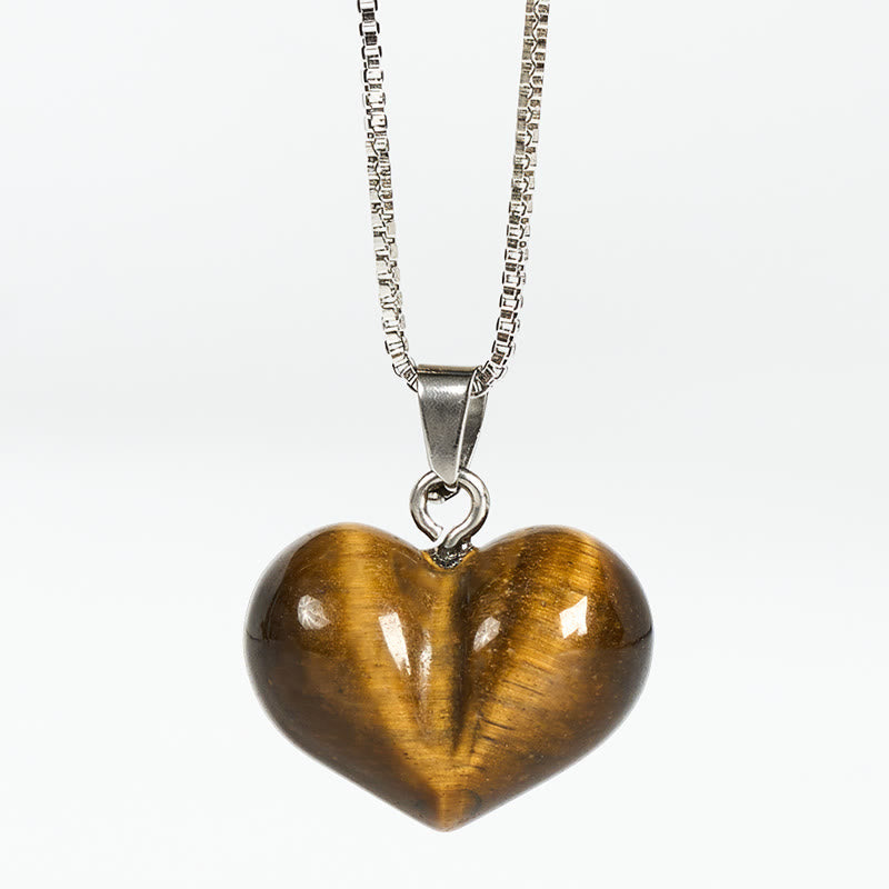 Wear FengShui Heart Design Amethyst Topaz Pink Crystal Opal Tiger Eye White Crystal Red Jasper Amazonite Green Aventurine Black Obsidian Citrine Balance Necklace Pendant