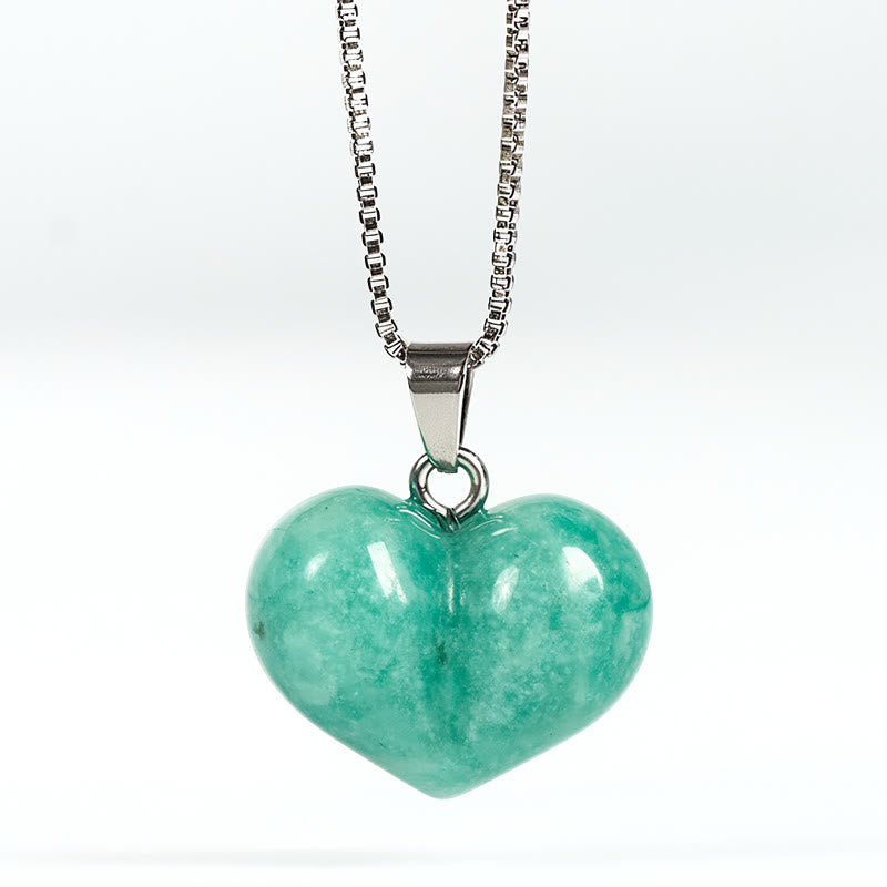 Wear FengShui Heart Design Amethyst Topaz Pink Crystal Opal Tiger Eye White Crystal Red Jasper Amazonite Green Aventurine Black Obsidian Citrine Balance Necklace Pendant