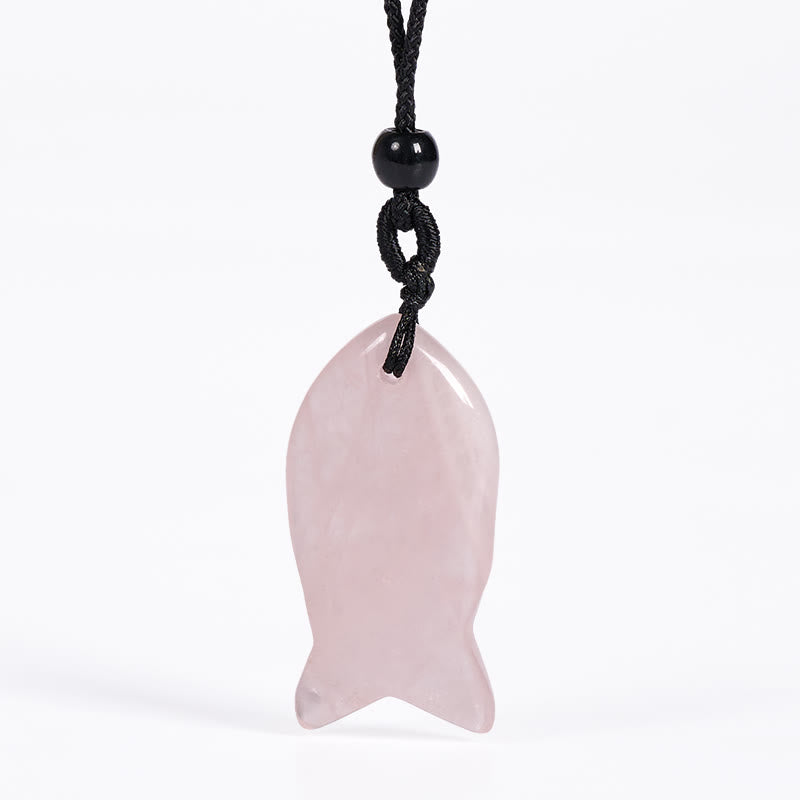 Wear FengShui Koi Fish Pink Crystal Indian Agate Amethyst Topaz Red Jasper Success Warmth Necklace Pendant