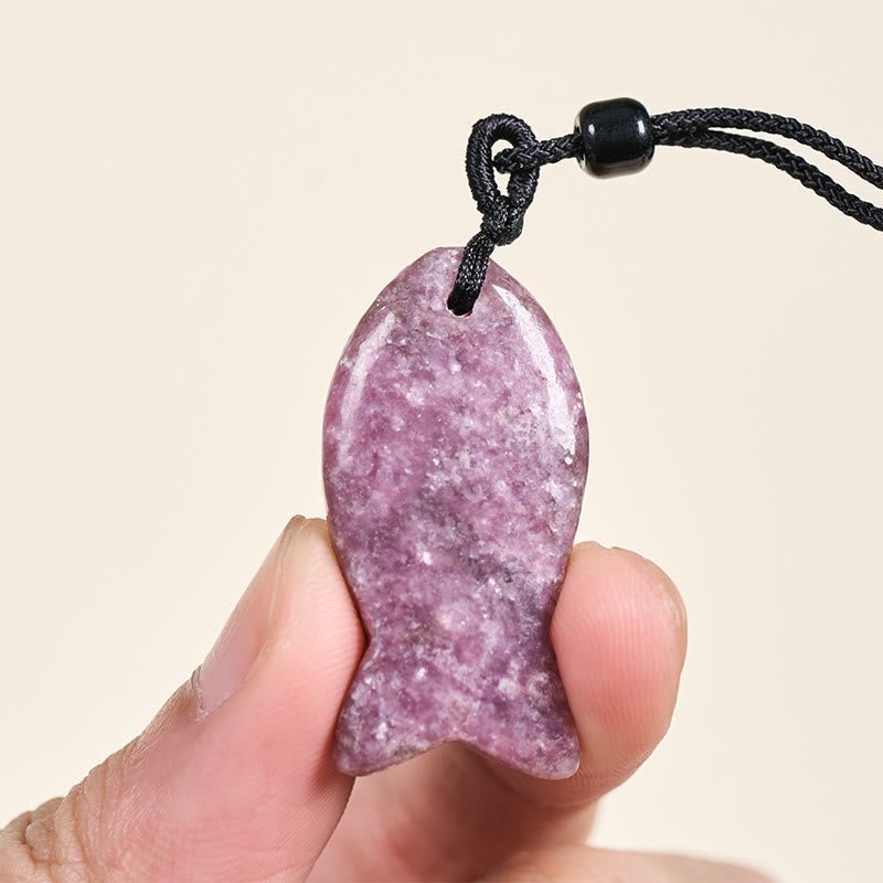 Wear FengShui Koi Fish Pink Crystal Indian Agate Amethyst Topaz Red Jasper Success Warmth Necklace Pendant