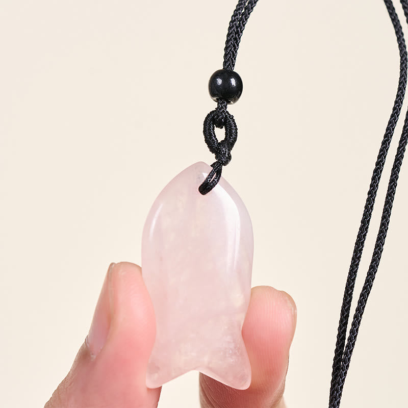 Wear FengShui Koi Fish Pink Crystal Indian Agate Amethyst Topaz Red Jasper Success Warmth Necklace Pendant