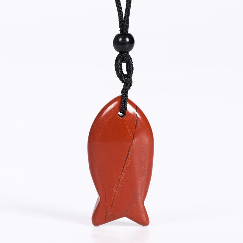 Wear FengShui Koi Fish Pink Crystal Indian Agate Amethyst Topaz Red Jasper Success Warmth Necklace Pendant