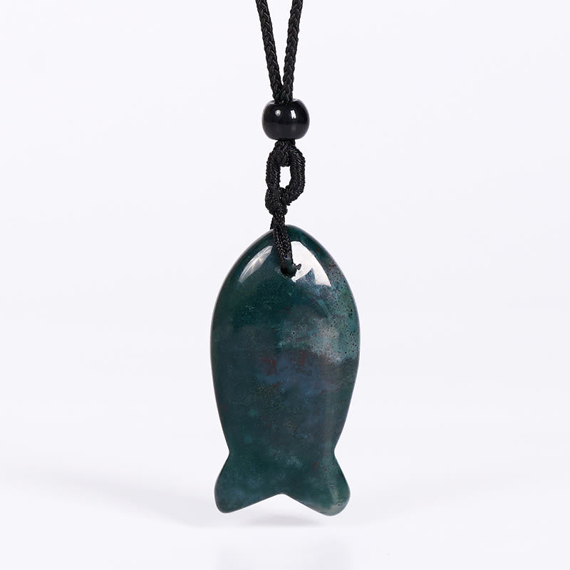 Wear FengShui Koi Fish Pink Crystal Indian Agate Amethyst Topaz Red Jasper Success Warmth Necklace Pendant