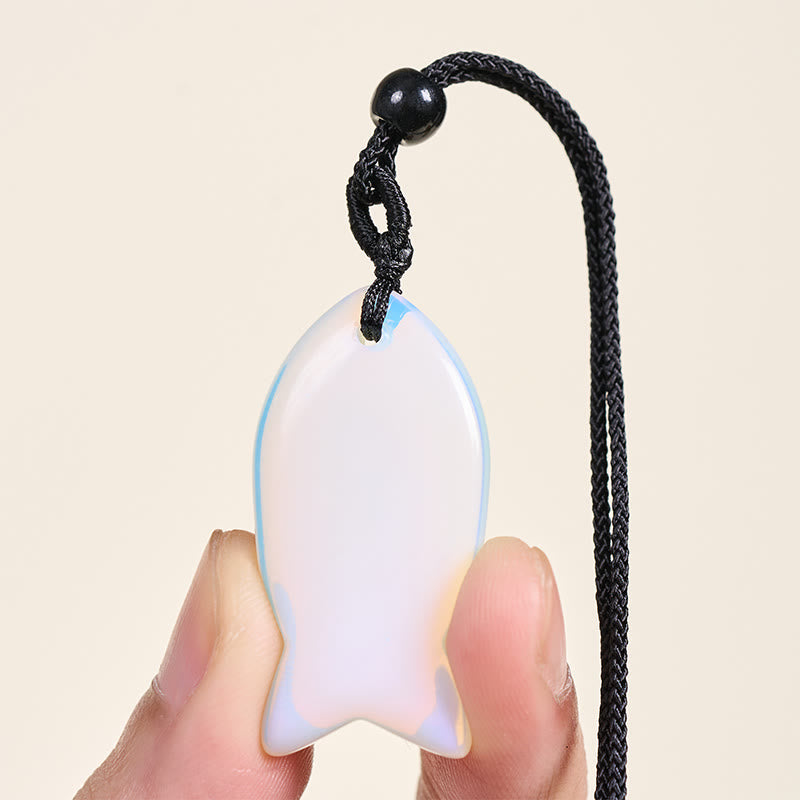 Wear FengShui Koi Fish Pink Crystal Indian Agate Amethyst Topaz Red Jasper Success Warmth Necklace Pendant