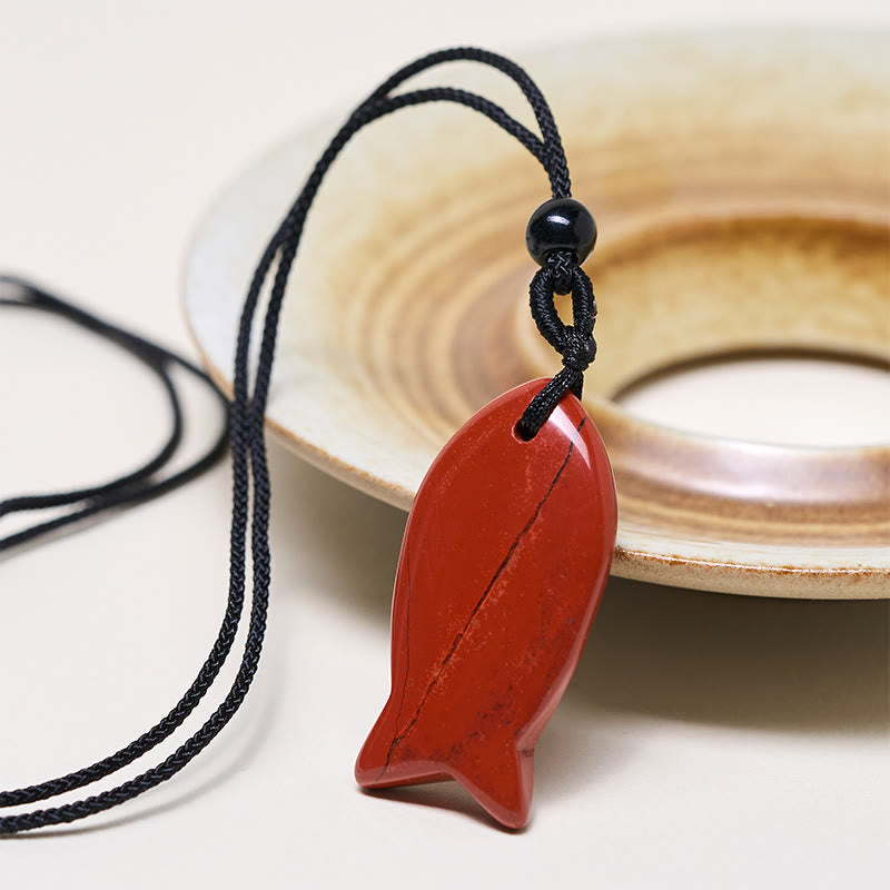 Wear FengShui Koi Fish Pink Crystal Indian Agate Amethyst Topaz Red Jasper Success Warmth Necklace Pendant
