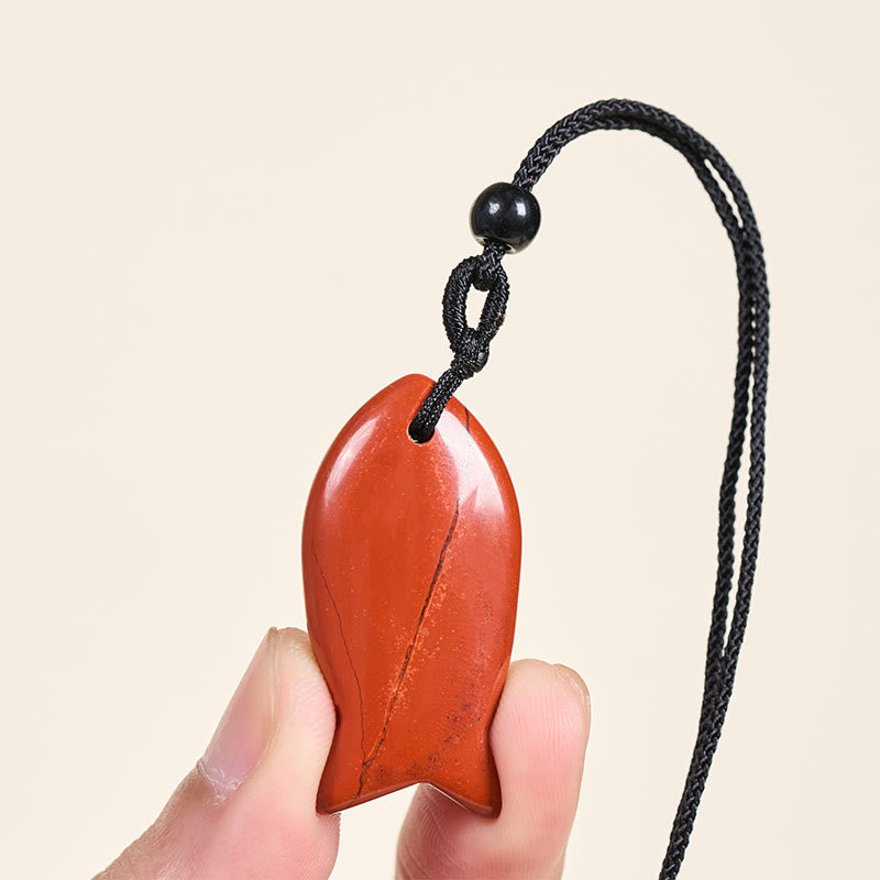 Wear FengShui Koi Fish Pink Crystal Indian Agate Amethyst Topaz Red Jasper Success Warmth Necklace Pendant
