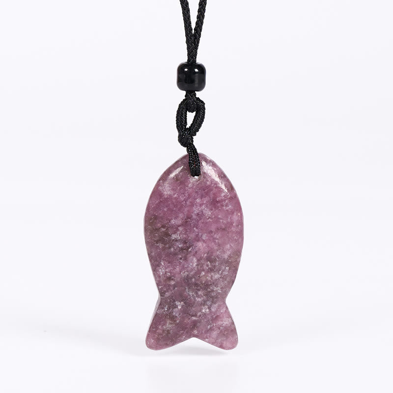 Wear FengShui Koi Fish Pink Crystal Indian Agate Amethyst Topaz Red Jasper Success Warmth Necklace Pendant