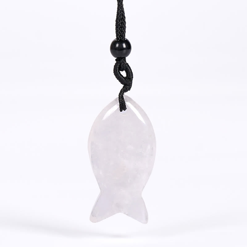 Wear FengShui Koi Fish Pink Crystal Indian Agate Amethyst Topaz Red Jasper Success Warmth Necklace Pendant