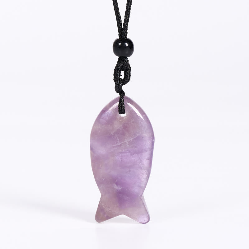 Wear FengShui Koi Fish Pink Crystal Indian Agate Amethyst Topaz Red Jasper Success Warmth Necklace Pendant