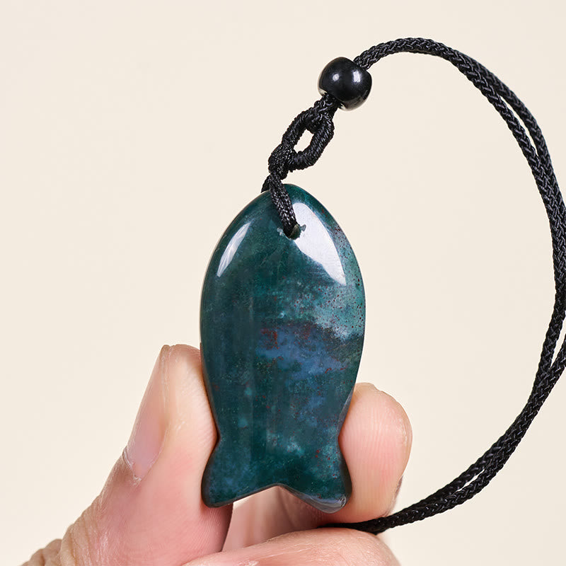 Wear FengShui Koi Fish Pink Crystal Indian Agate Amethyst Topaz Red Jasper Success Warmth Necklace Pendant