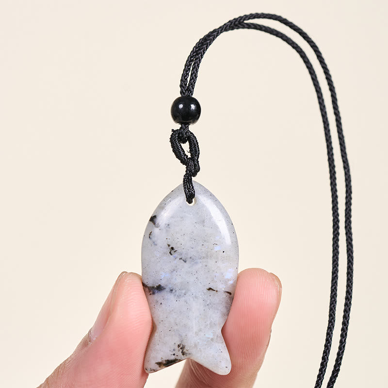 Wear FengShui Koi Fish Pink Crystal Indian Agate Amethyst Topaz Red Jasper Success Warmth Necklace Pendant