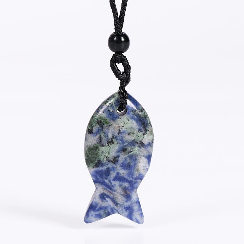 Wear FengShui Koi Fish Pink Crystal Indian Agate Amethyst Topaz Red Jasper Success Warmth Necklace Pendant