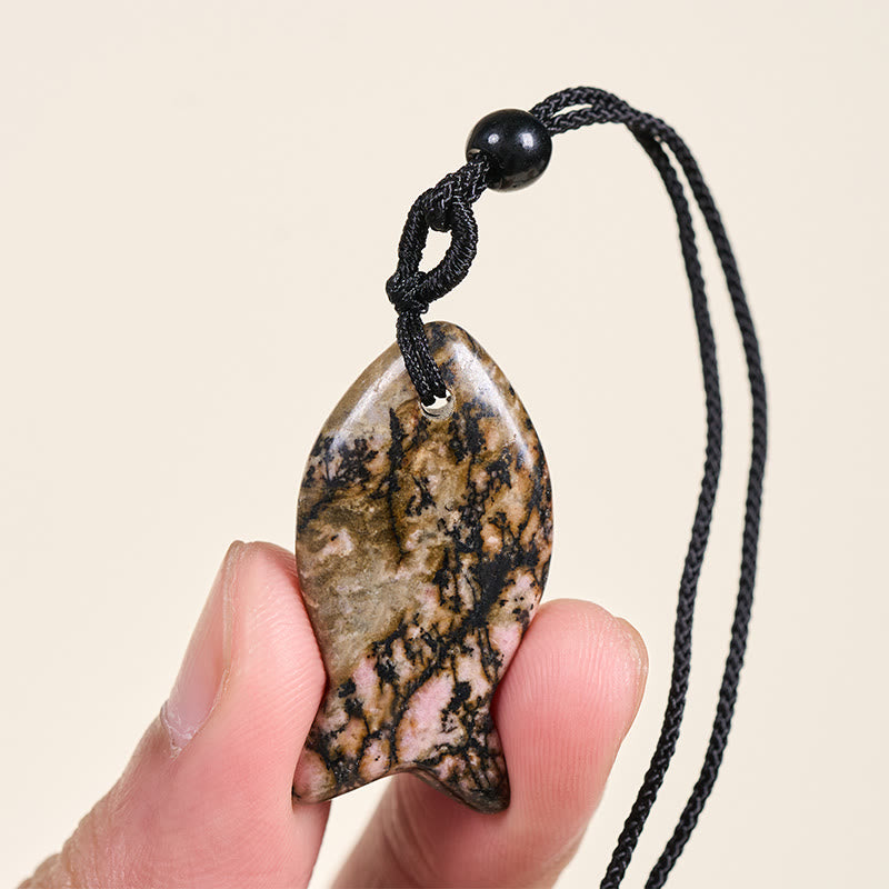 Wear FengShui Koi Fish Pink Crystal Indian Agate Amethyst Topaz Red Jasper Success Warmth Necklace Pendant