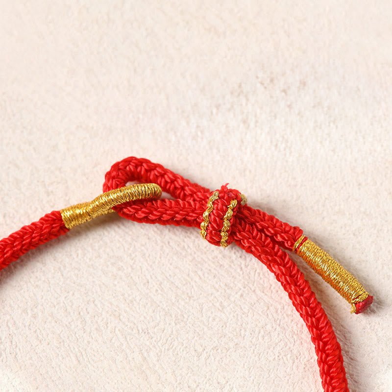 Wear FengShui Year Of The Horse Copper Red String Fu Character Lotus Luck Bracelet