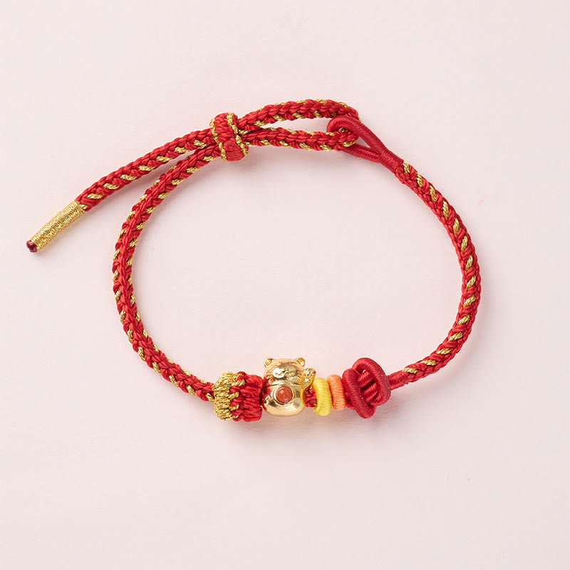 Wear FengShui Cat Copper Red String Luck Bracelet