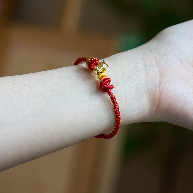 Wear FengShui Cat Copper Red String Luck Bracelet
