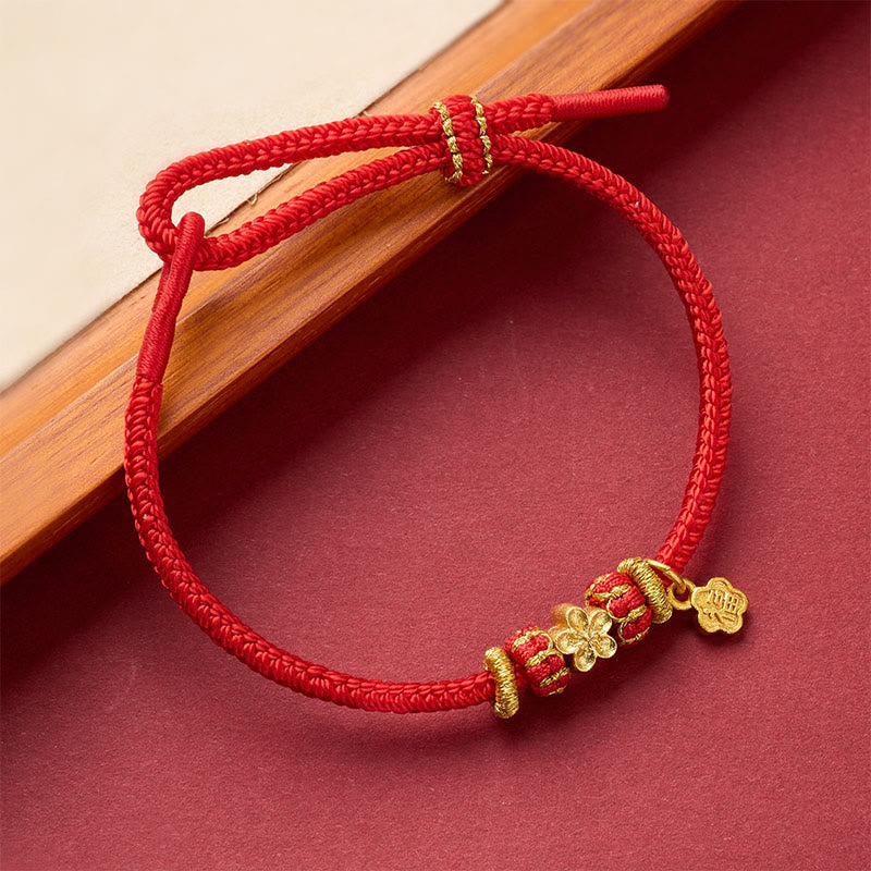 Wear FengShui Om Mani Padme Hum Fu Character Copper Red String Luck Bracelet