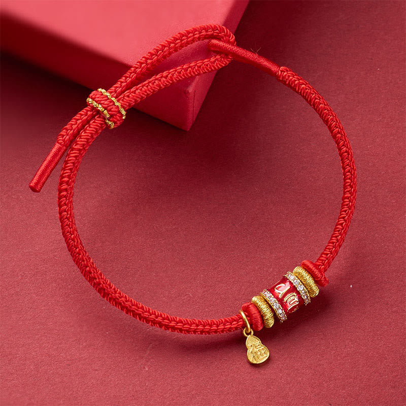 Wear FengShui Om Mani Padme Hum Fu Character Copper Red String Luck Bracelet