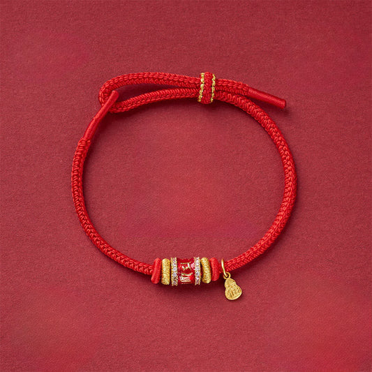 Wear FengShui Om Mani Padme Hum Fu Character Copper Red String Luck Bracelet