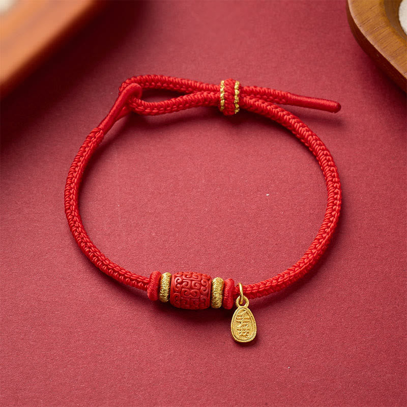 Wear FengShui Om Mani Padme Hum Fu Character Copper Red String Luck Bracelet