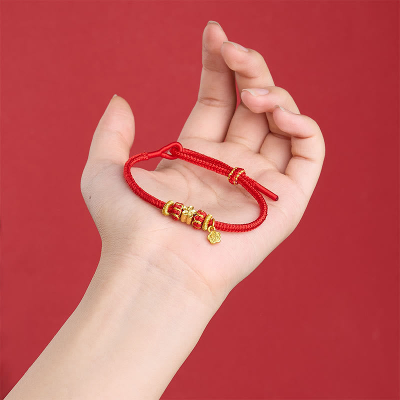 Wear FengShui Om Mani Padme Hum Fu Character Copper Red String Luck Bracelet