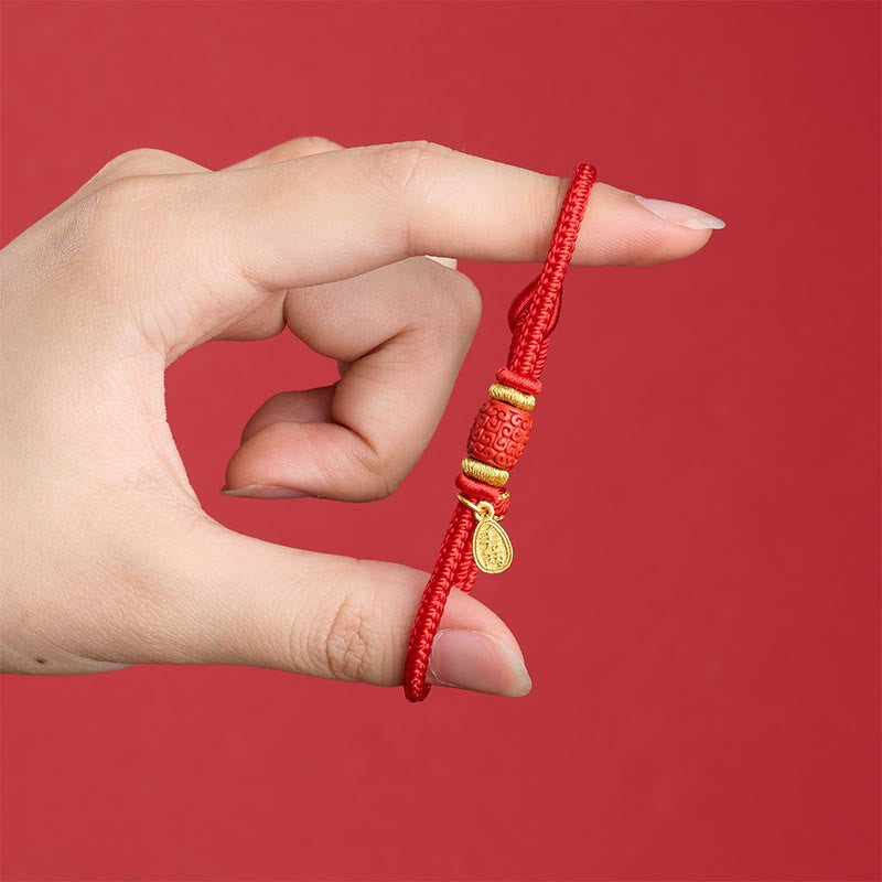 Wear FengShui Om Mani Padme Hum Fu Character Copper Red String Luck Bracelet