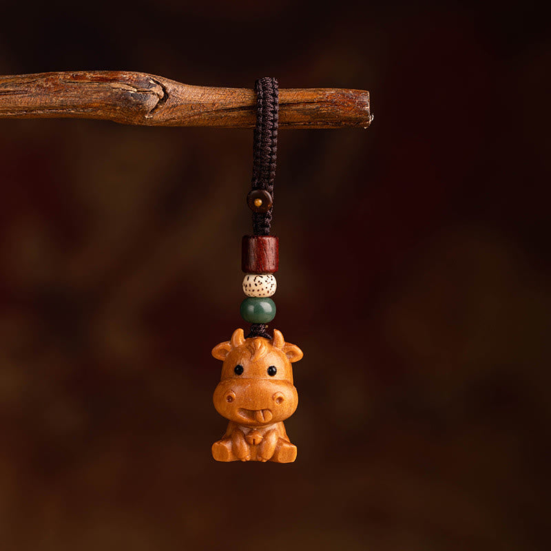 Wear FengShui Year Of The Horse Red Sandalwood Star Moon Bodhi Seed Blessing Key Chain