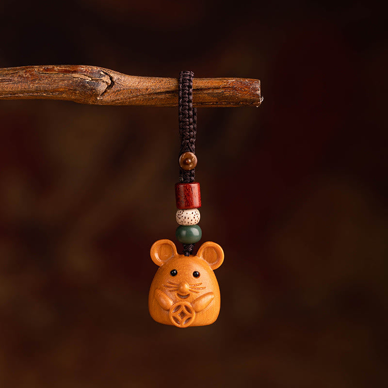 Wear FengShui Year Of The Horse Red Sandalwood Star Moon Bodhi Seed Blessing Key Chain