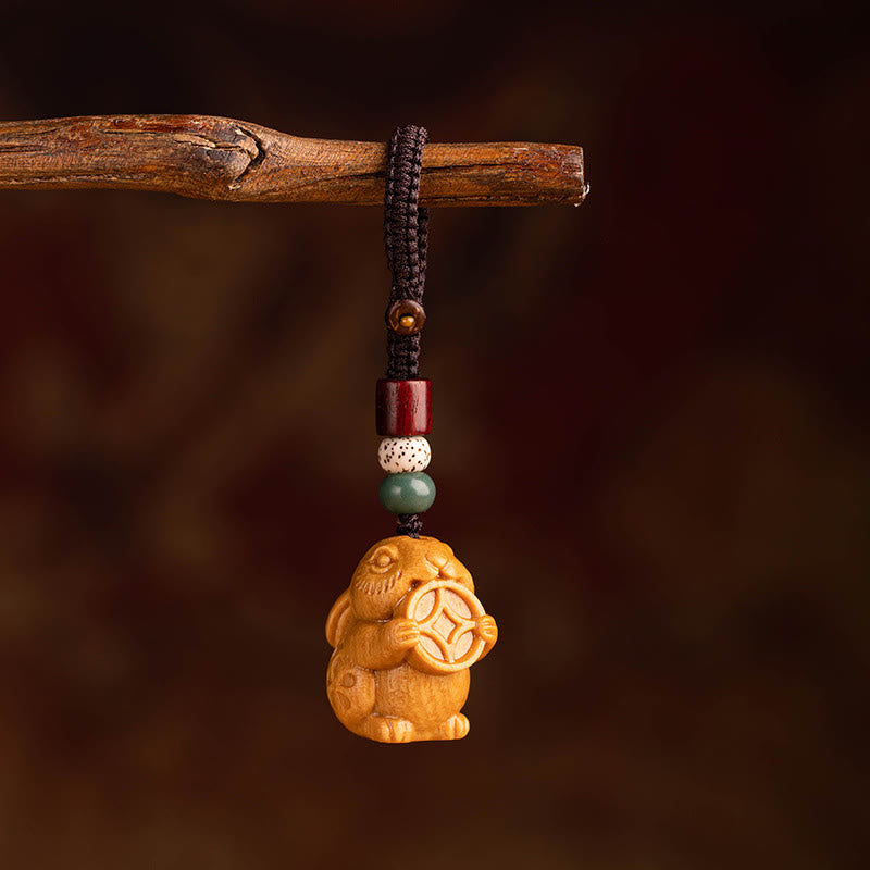 Wear FengShui Year Of The Horse Red Sandalwood Star Moon Bodhi Seed Blessing Key Chain
