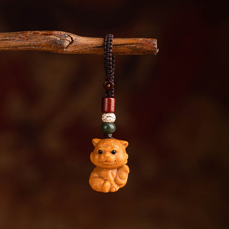 Wear FengShui Year Of The Horse Red Sandalwood Star Moon Bodhi Seed Blessing Key Chain