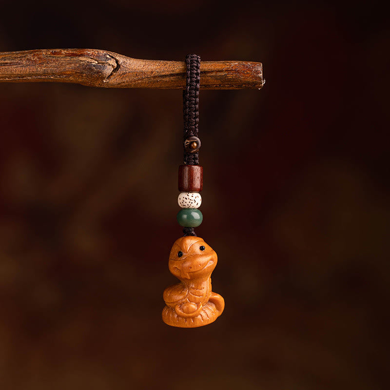 Wear FengShui Year Of The Horse Red Sandalwood Star Moon Bodhi Seed Blessing Key Chain
