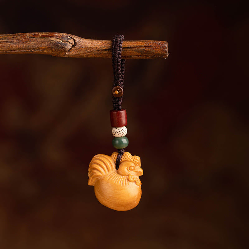 Wear FengShui Year Of The Horse Red Sandalwood Star Moon Bodhi Seed Blessing Key Chain