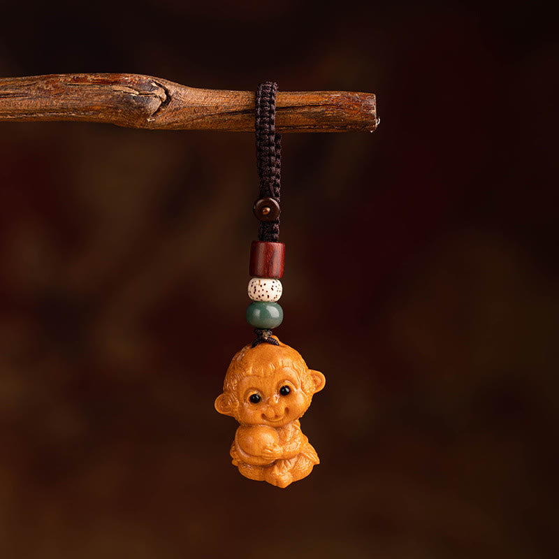 Wear FengShui Year Of The Horse Red Sandalwood Star Moon Bodhi Seed Blessing Key Chain