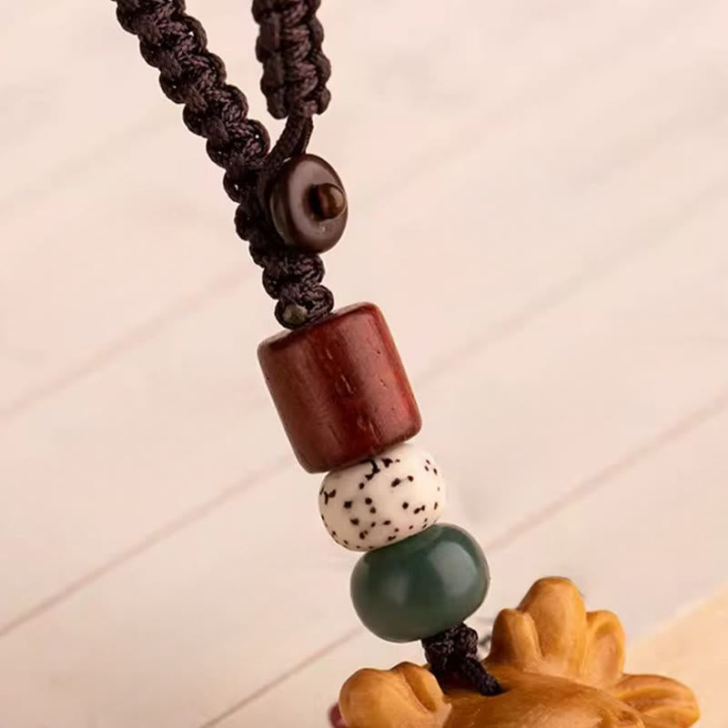Wear FengShui Year Of The Horse Red Sandalwood Star Moon Bodhi Seed Blessing Key Chain