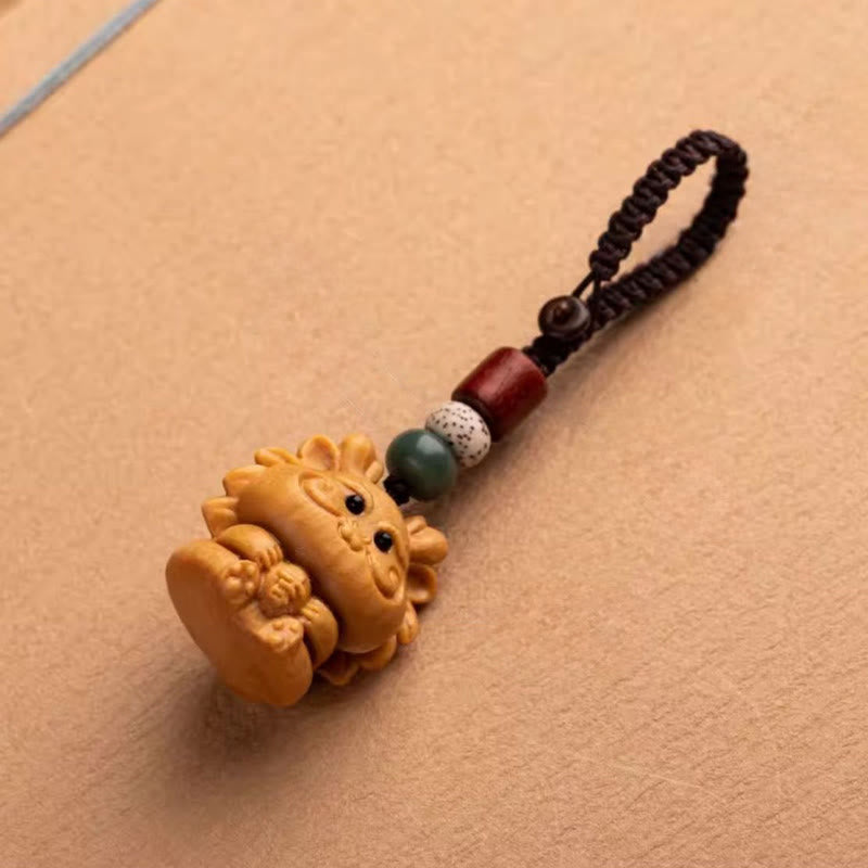 Wear FengShui Year Of The Horse Red Sandalwood Star Moon Bodhi Seed Blessing Key Chain