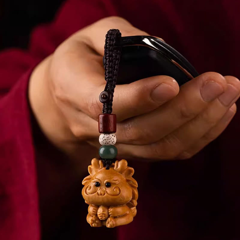 Wear FengShui Year Of The Horse Red Sandalwood Star Moon Bodhi Seed Blessing Key Chain